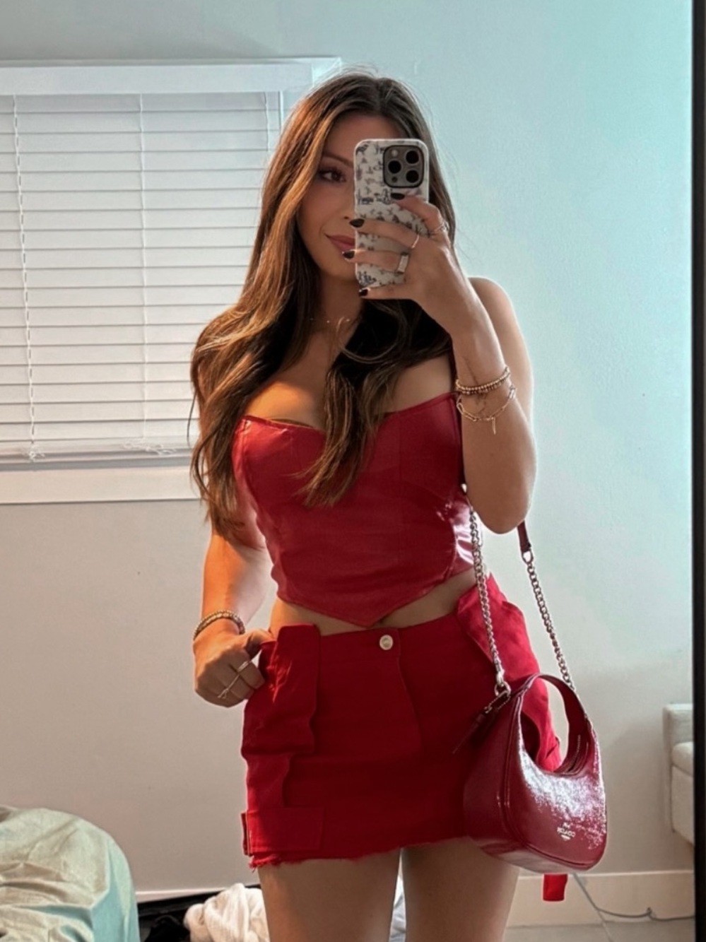Red Mini Jean Skirt Small